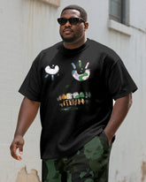Men's Plus Size Street Graffiti Camouflage Skull Print Round Neck Short Sleeve T-Shirt Shorts Suit